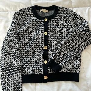 Michael Kors Monogram Black and White Cardigan